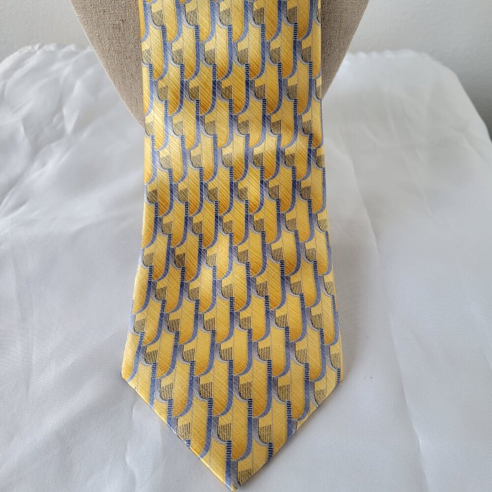 Umberto  Bossi Yellow, Gold, & Blue Men’s Necktie – Roma Milano